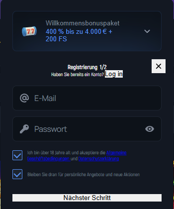 AeroBet Casino Registrierung